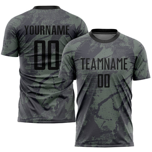Custom Olive Black Sublimation Salute To Service Soccer Uniform Jersey - Main View
