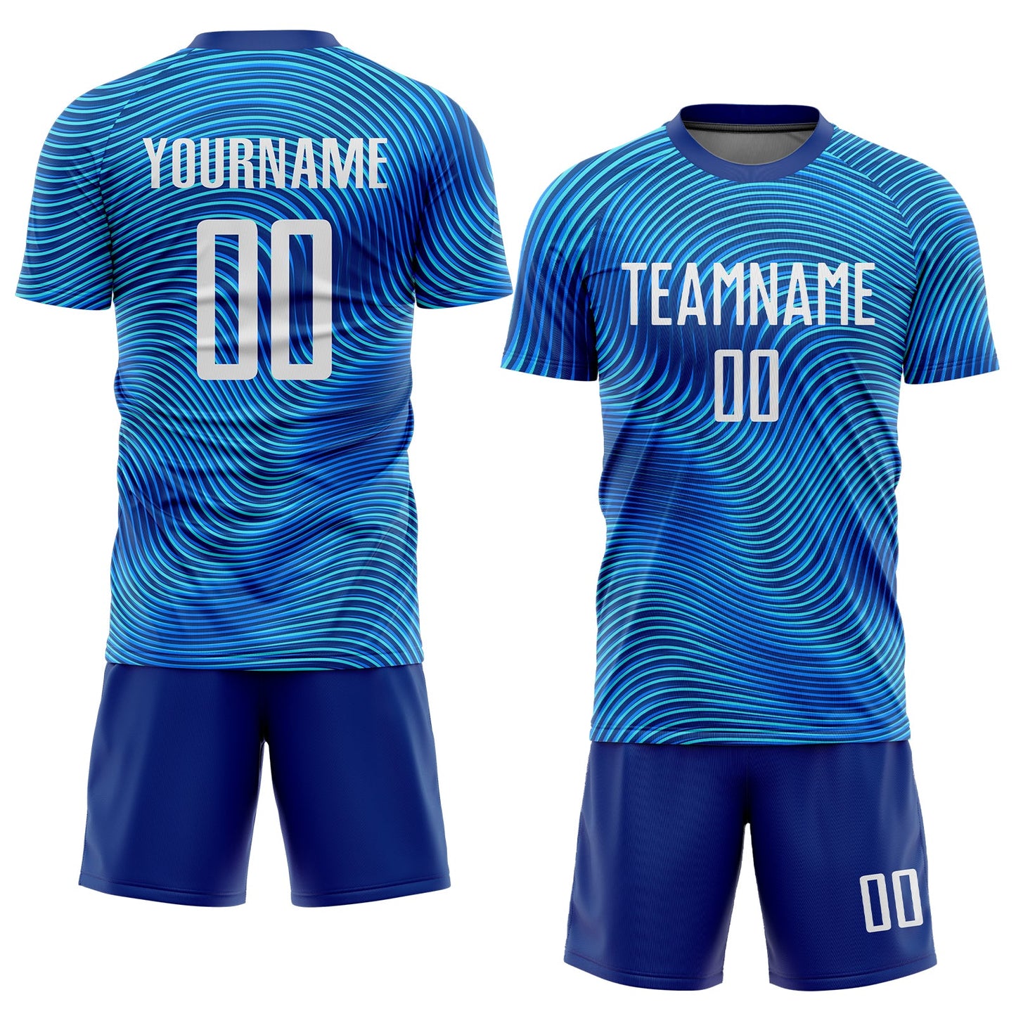 Custom Light Blue White-Royal Sublimation Soccer Uniform Jersey view 2