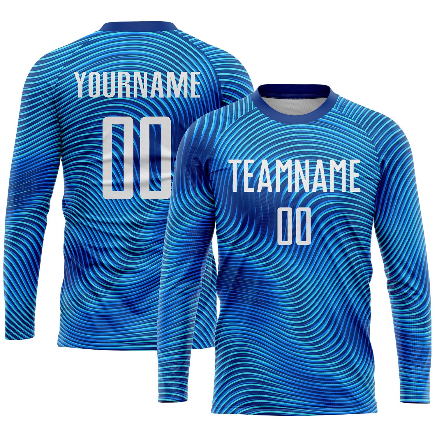 Custom Light Blue White-Royal Sublimation Soccer Uniform Jersey view 3