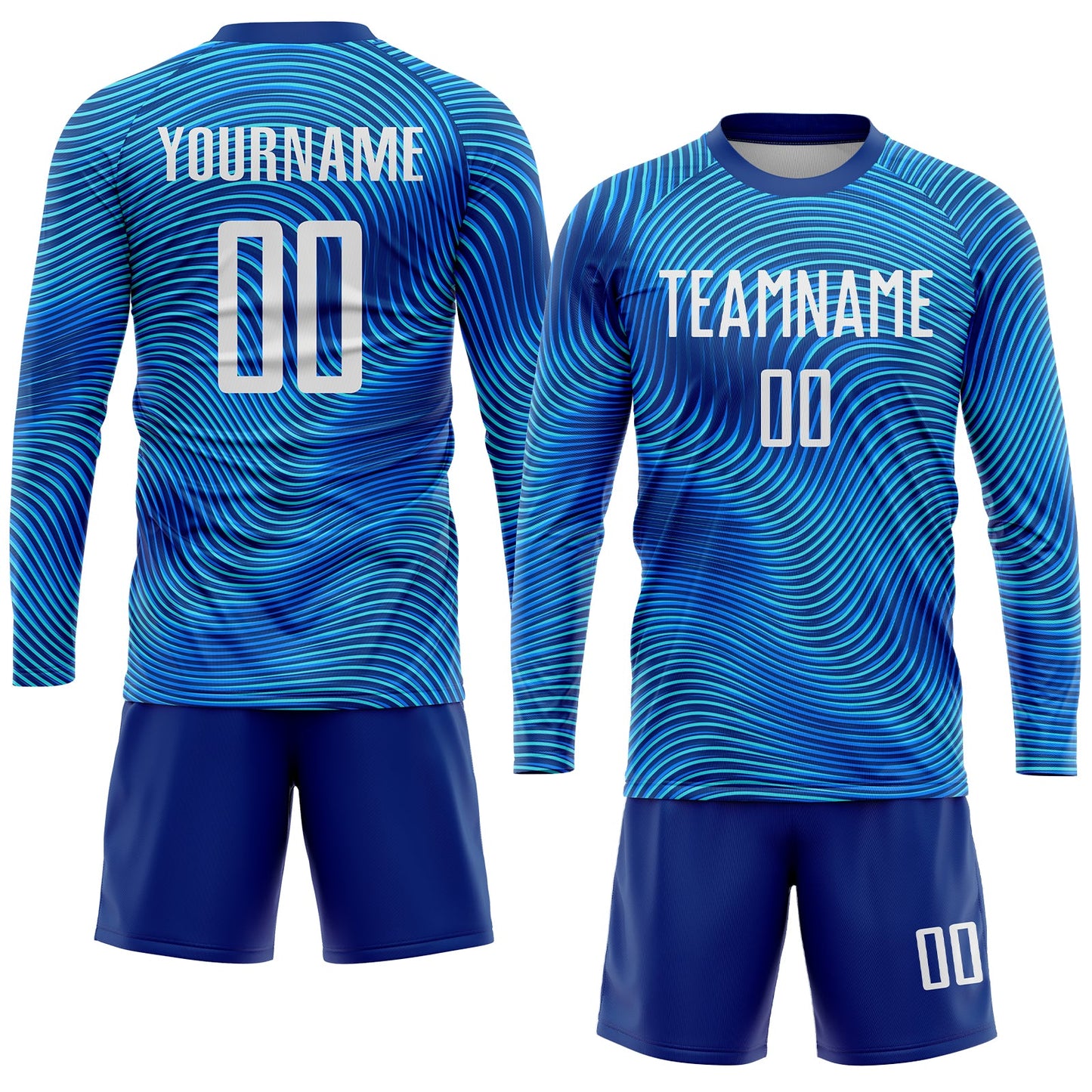 Custom Light Blue White-Royal Sublimation Soccer Uniform Jersey view 4