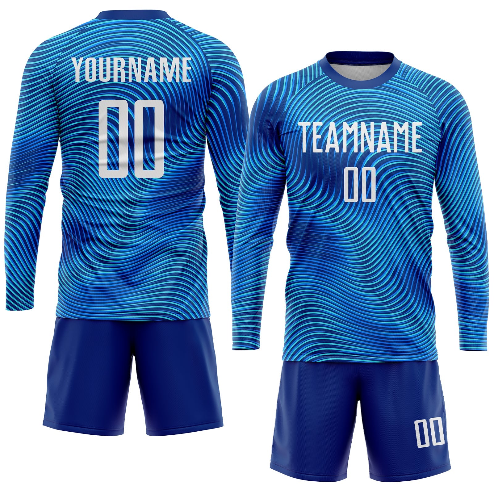Custom Light Blue White-Royal Sublimation Soccer Uniform Jersey view 4