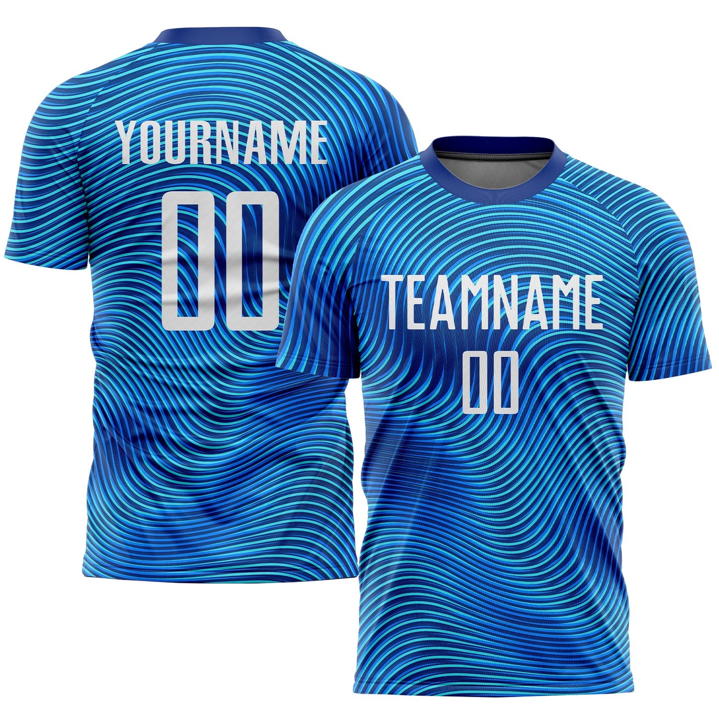 Custom Light Blue White-Royal Sublimation Soccer Uniform Jersey - Main View