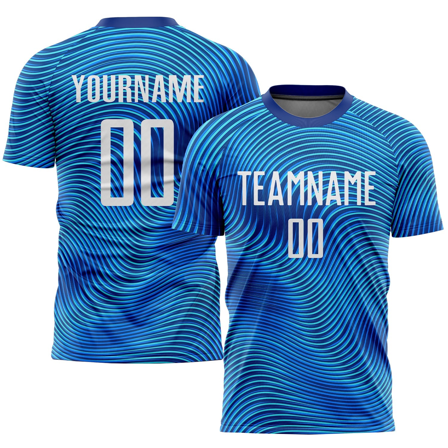 Custom Light Blue White-Royal Sublimation Soccer Uniform Jersey - Main View