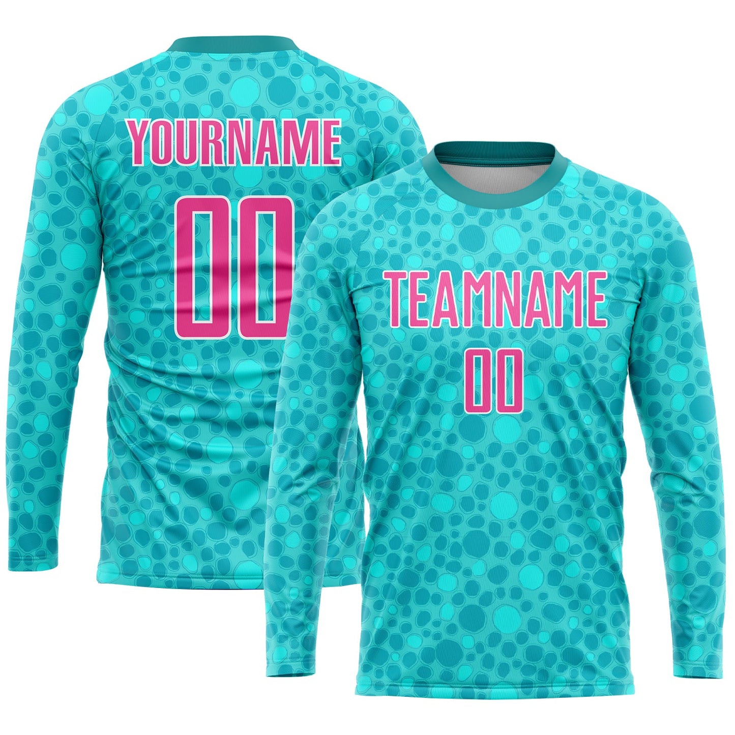 Custom Aqua Pink-White Sublimation Soccer Uniform Jersey view 3