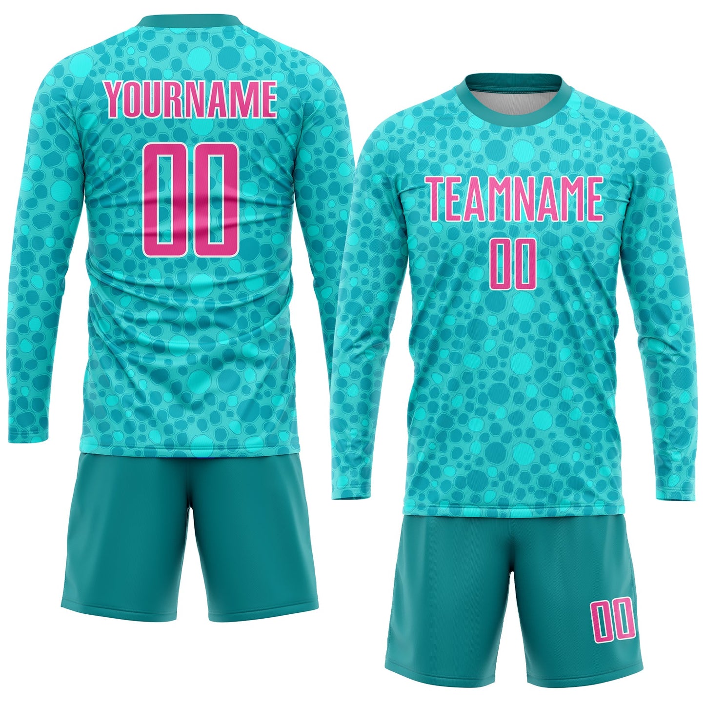 Custom Aqua Pink-White Sublimation Soccer Uniform Jersey view 4