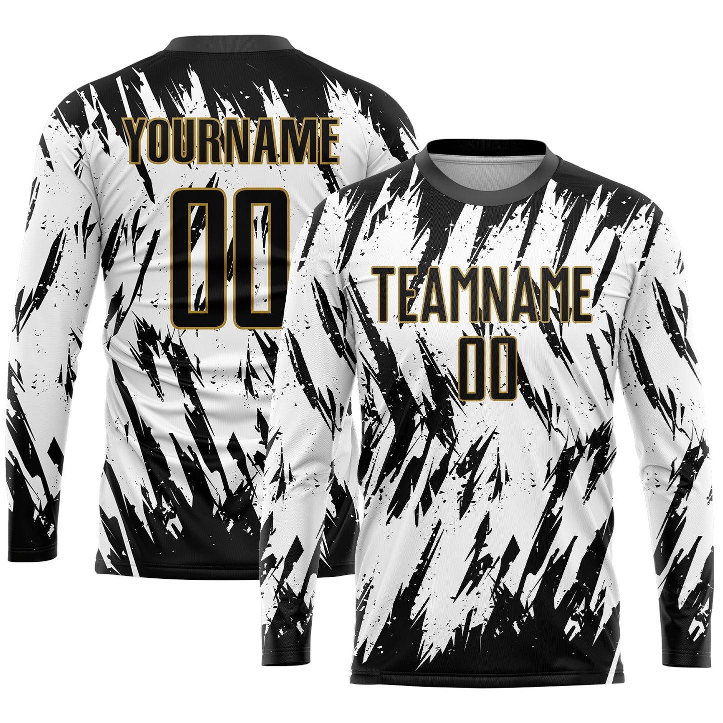 Custom White Black-Old Gold Sublimation Soccer Uniform Jersey view 3