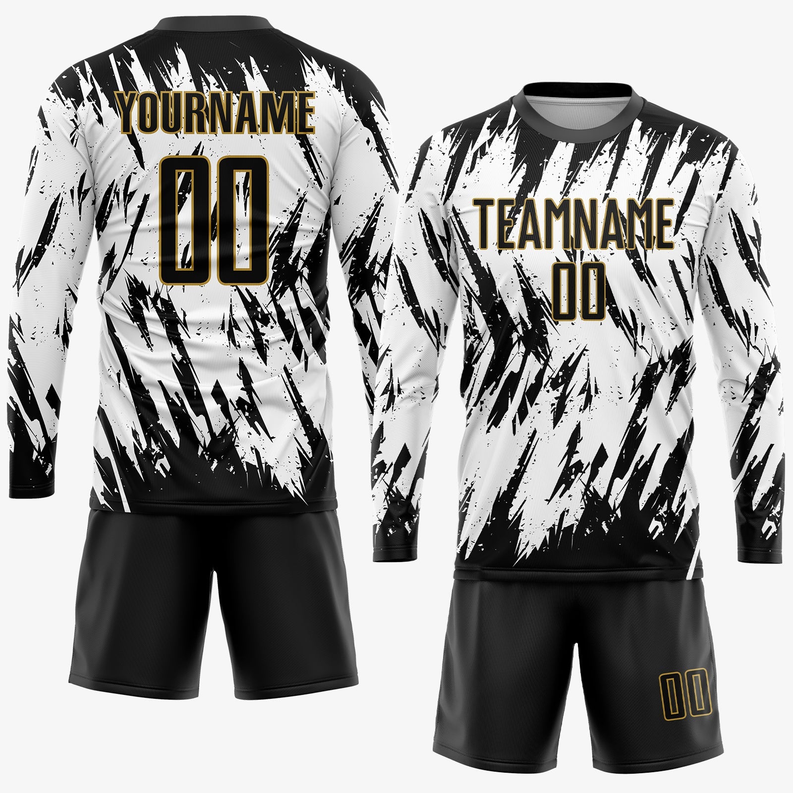 Custom White Black-Old Gold Sublimation Soccer Uniform Jersey view 4