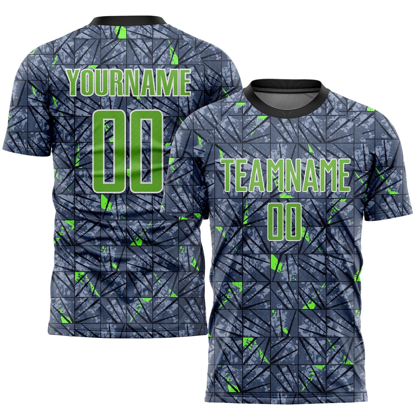Custom Gray Neon Green-Black Sublimation Soccer Uniform Jersey - Main View