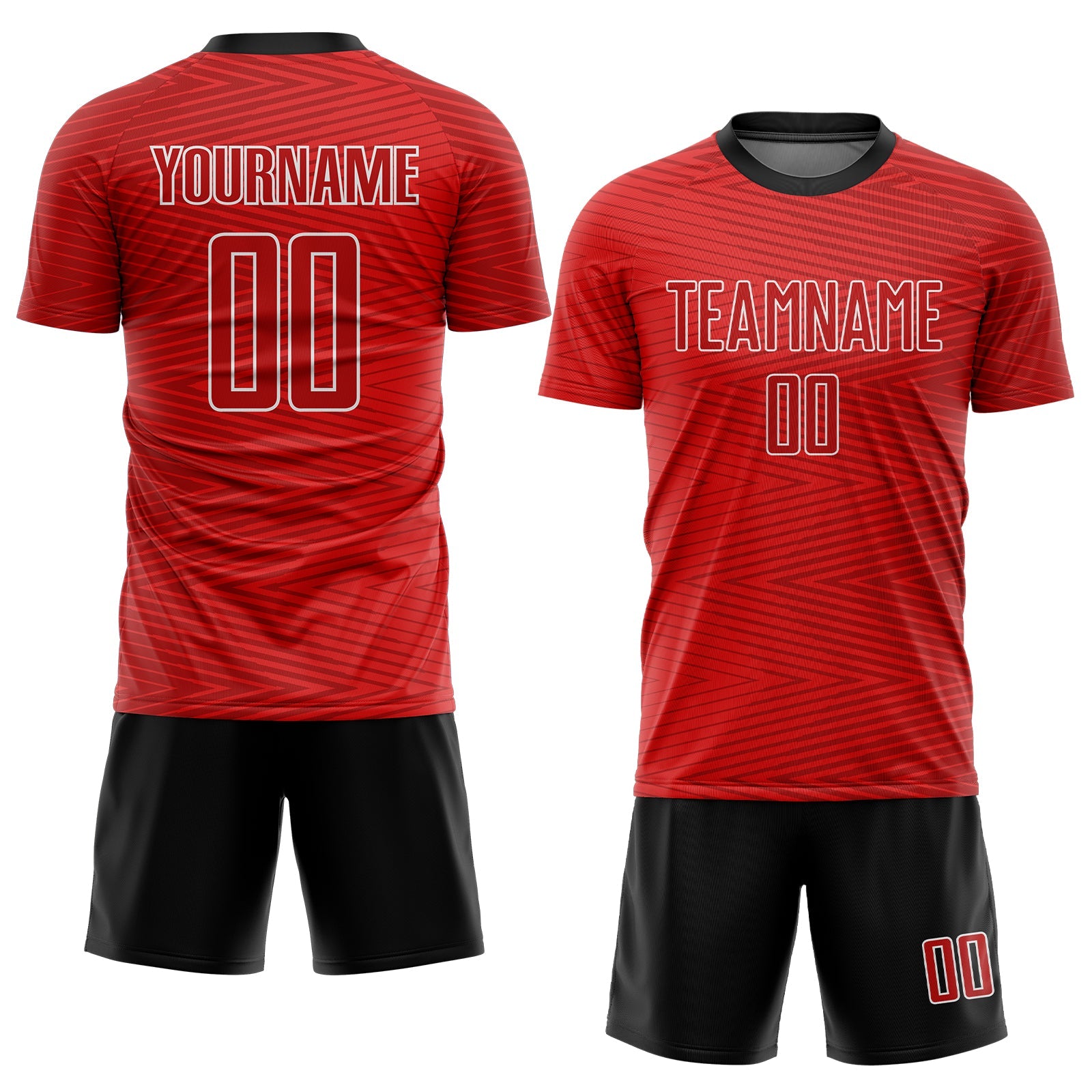 Custom Red Red-Black Sublimation Soccer Uniform Jersey view 2