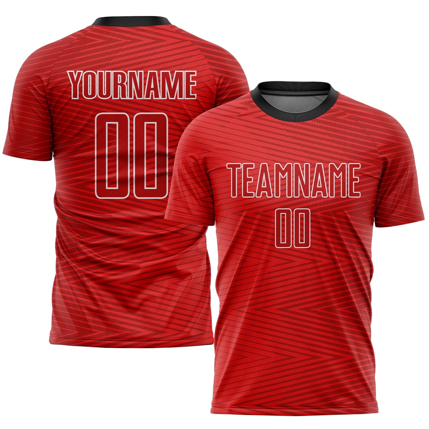 Custom Red Red-Black Sublimation Soccer Uniform Jersey - Main View