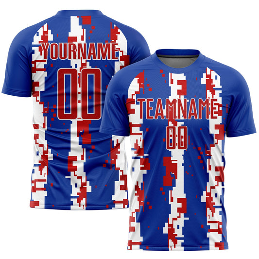 Custom Royal Red-White Sublimation Soccer Uniform Jersey - Main View