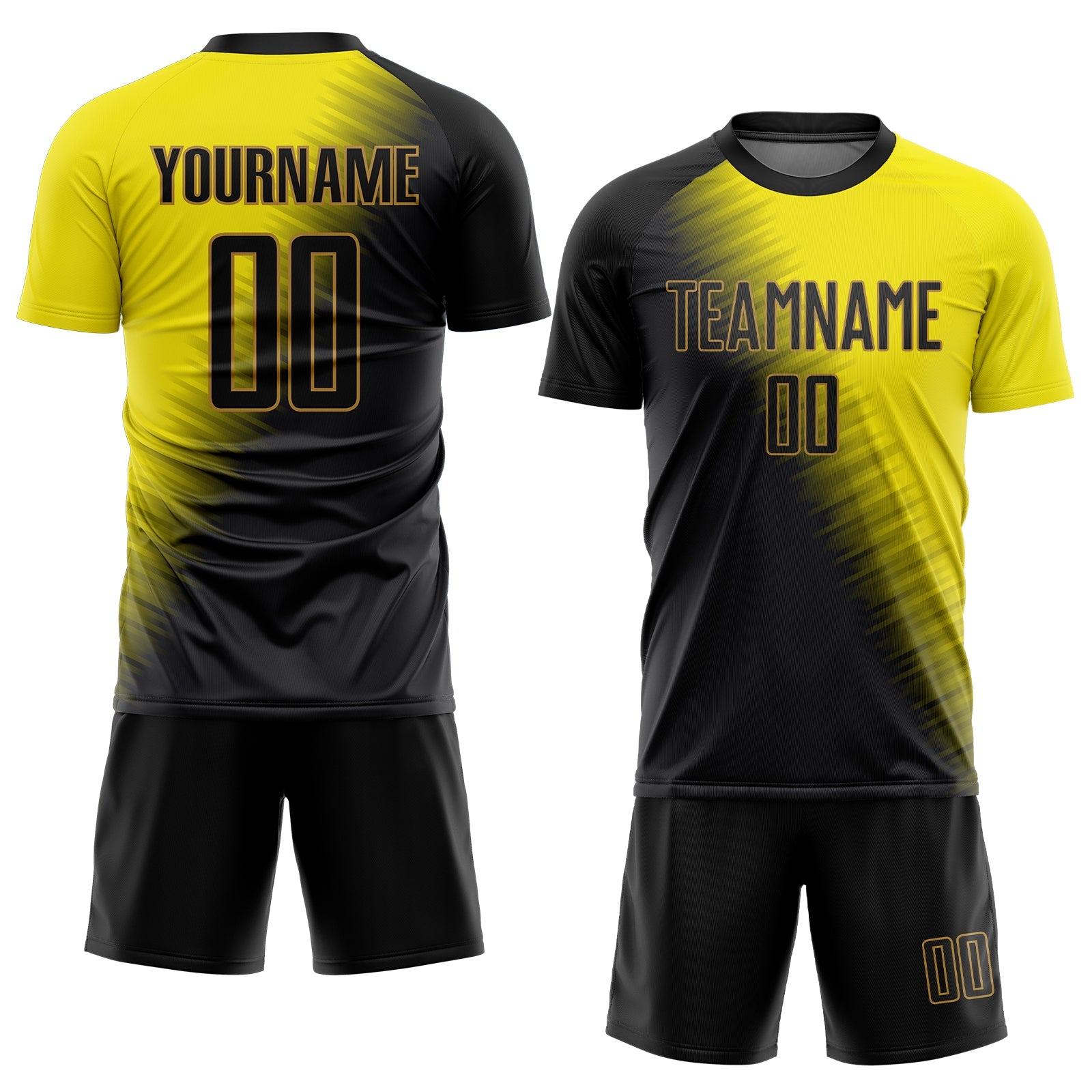Custom Gold Black-Old Gold Sublimation Soccer Uniform Jersey view 2