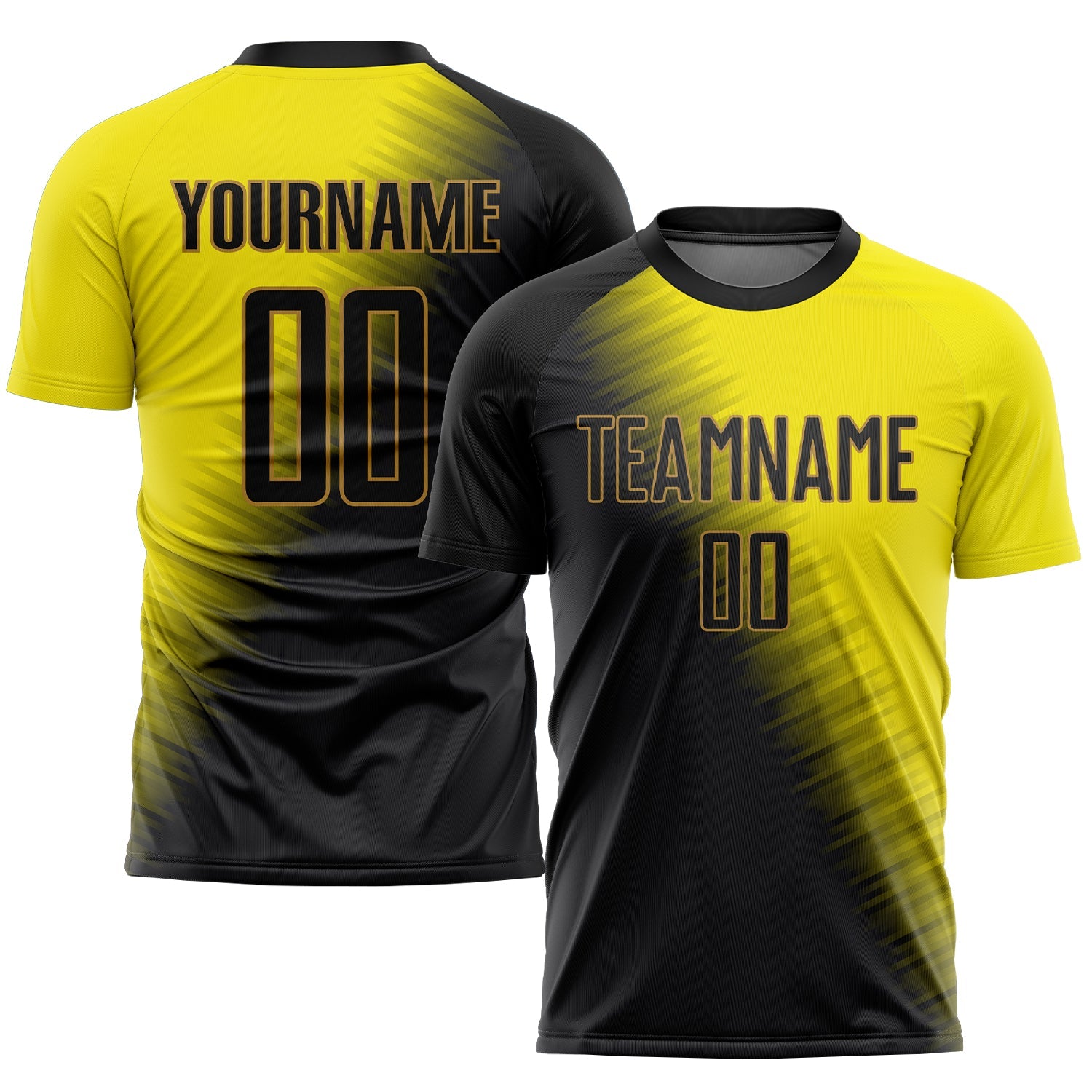 Custom Gold Black-Old Gold Sublimation Soccer Uniform Jersey - Main View