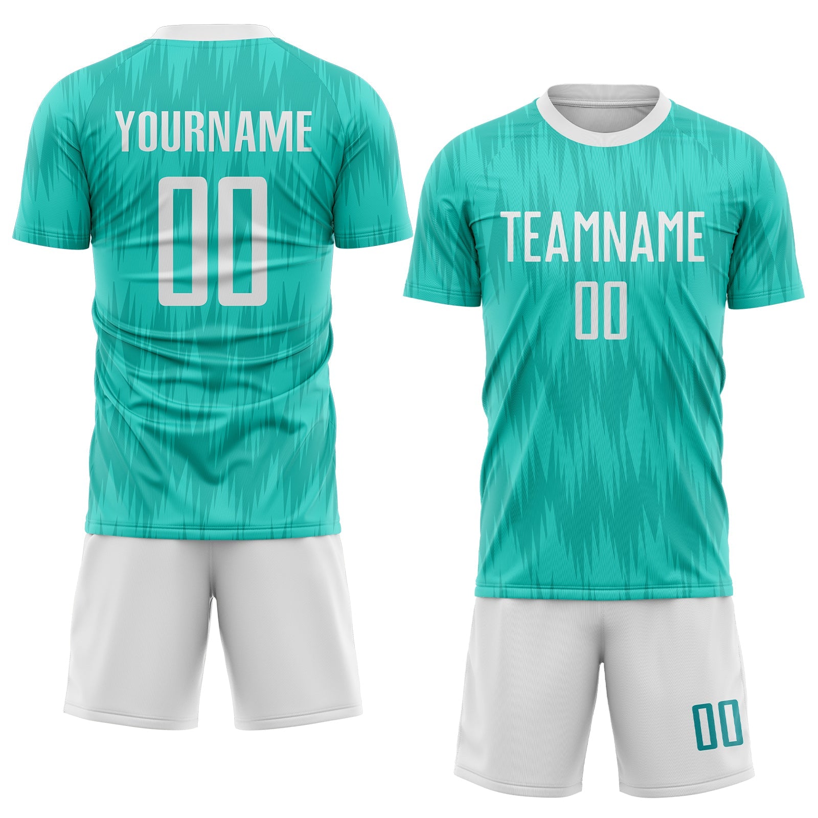 Custom Aqua White Sublimation Soccer Uniform Jersey view 2