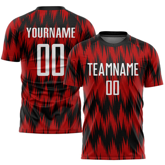Custom Red White-Black Sublimation Soccer Uniform Jersey - Main View