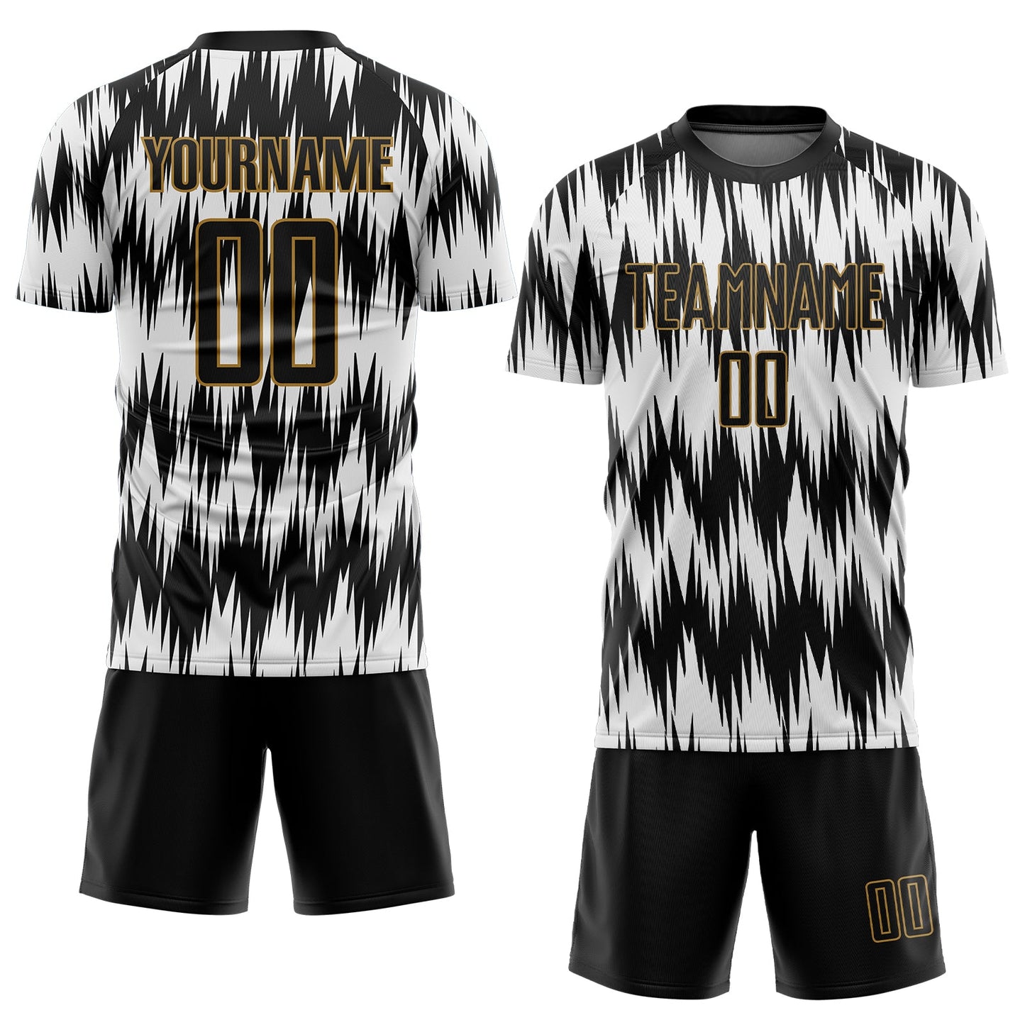 Custom White Black-Old Gold Sublimation Soccer Uniform Jersey view 2