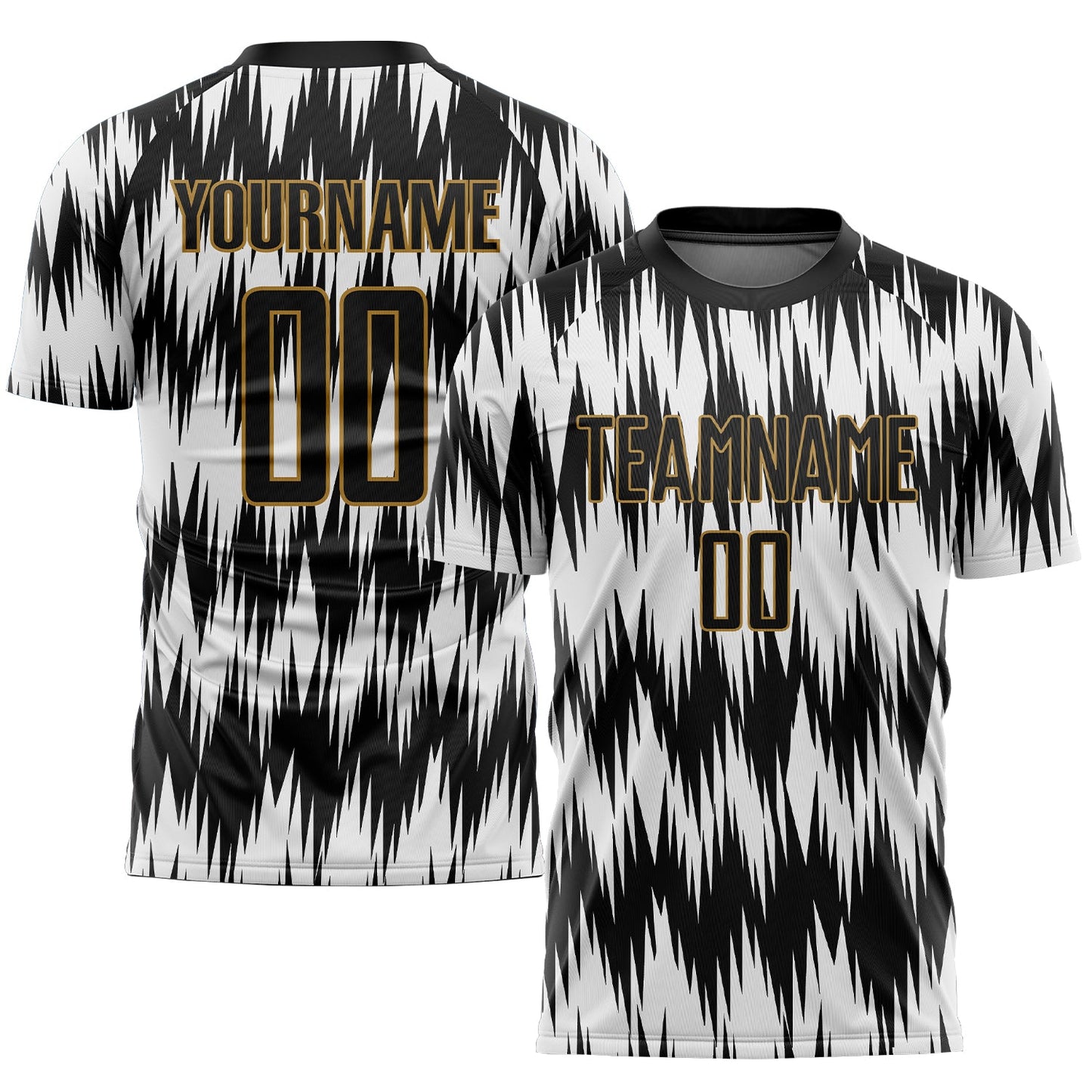 Custom White Black-Old Gold Sublimation Soccer Uniform Jersey - Main View