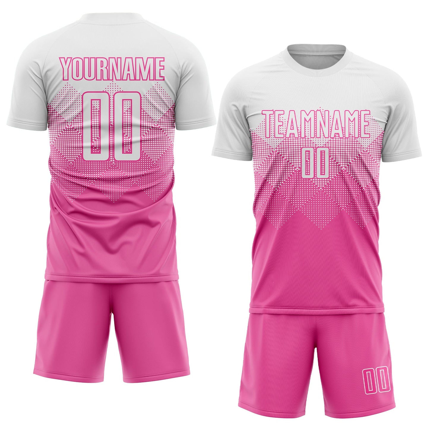 Custom Pink White Sublimation Soccer Uniform Jersey view 2