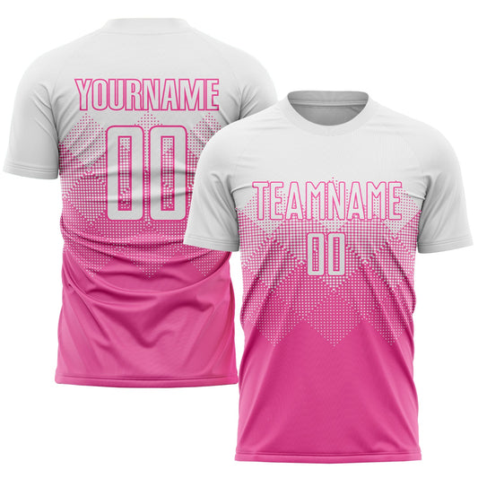 Custom Pink White Sublimation Soccer Uniform Jersey - Main View