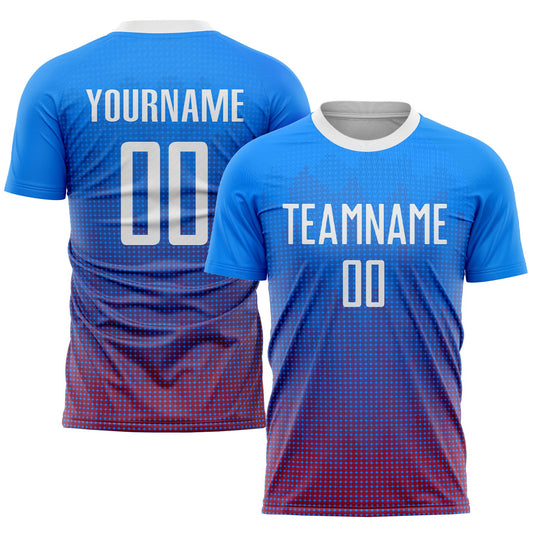 Custom Royal White-Red Sublimation Soccer Uniform Jersey - Main View