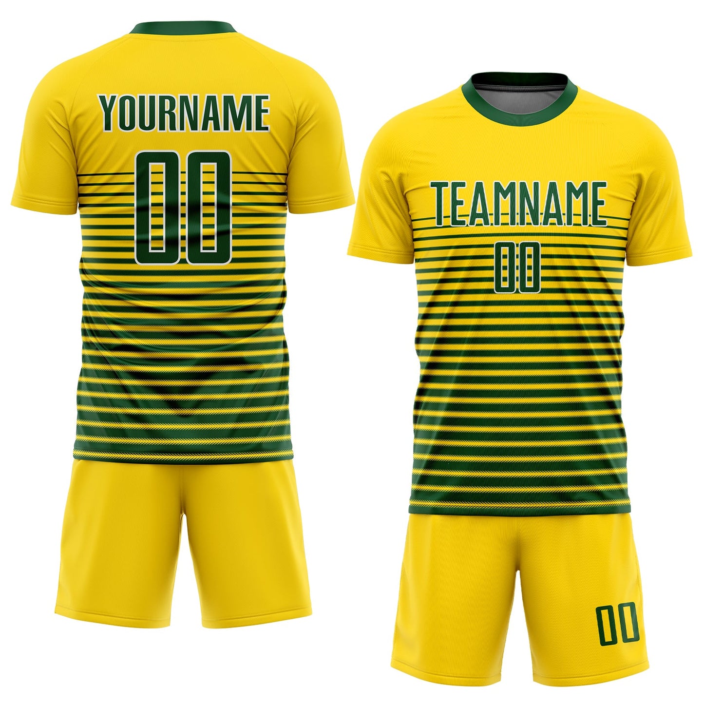 Custom Gold Green-White Sublimation Soccer Uniform Jersey view 2