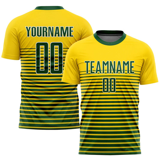 Custom Gold Green-White Sublimation Soccer Uniform Jersey - Main View