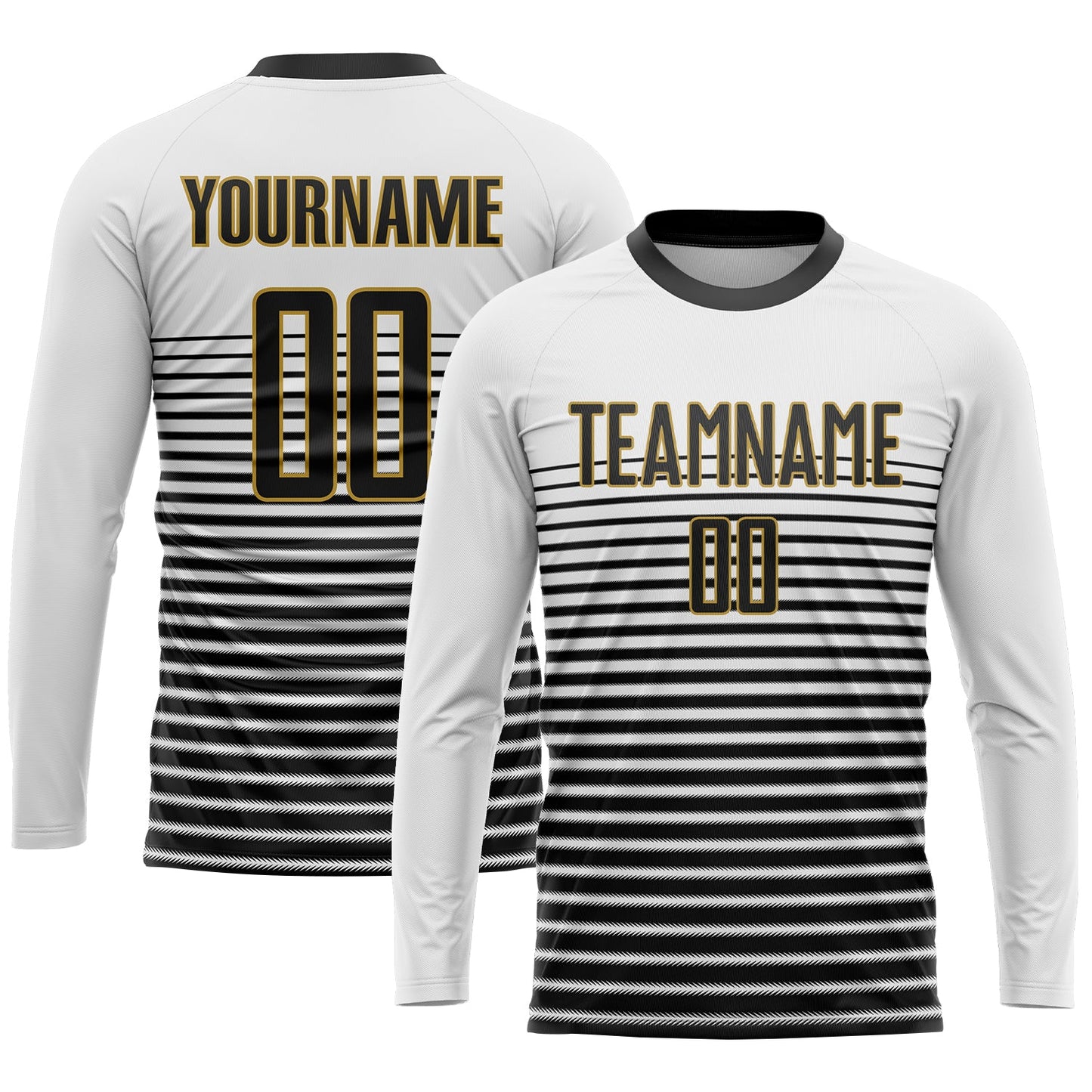 Custom White Black-Old Gold Sublimation Soccer Uniform Jersey view 3