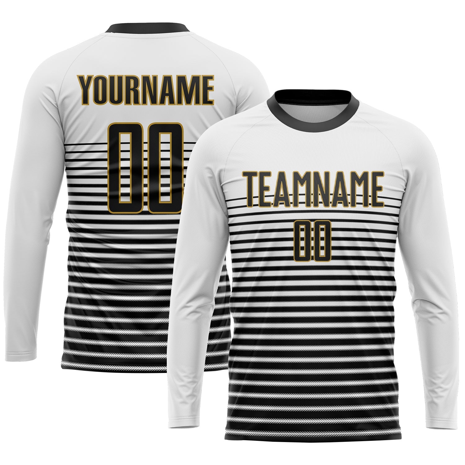 Custom White Black-Old Gold Sublimation Soccer Uniform Jersey view 3