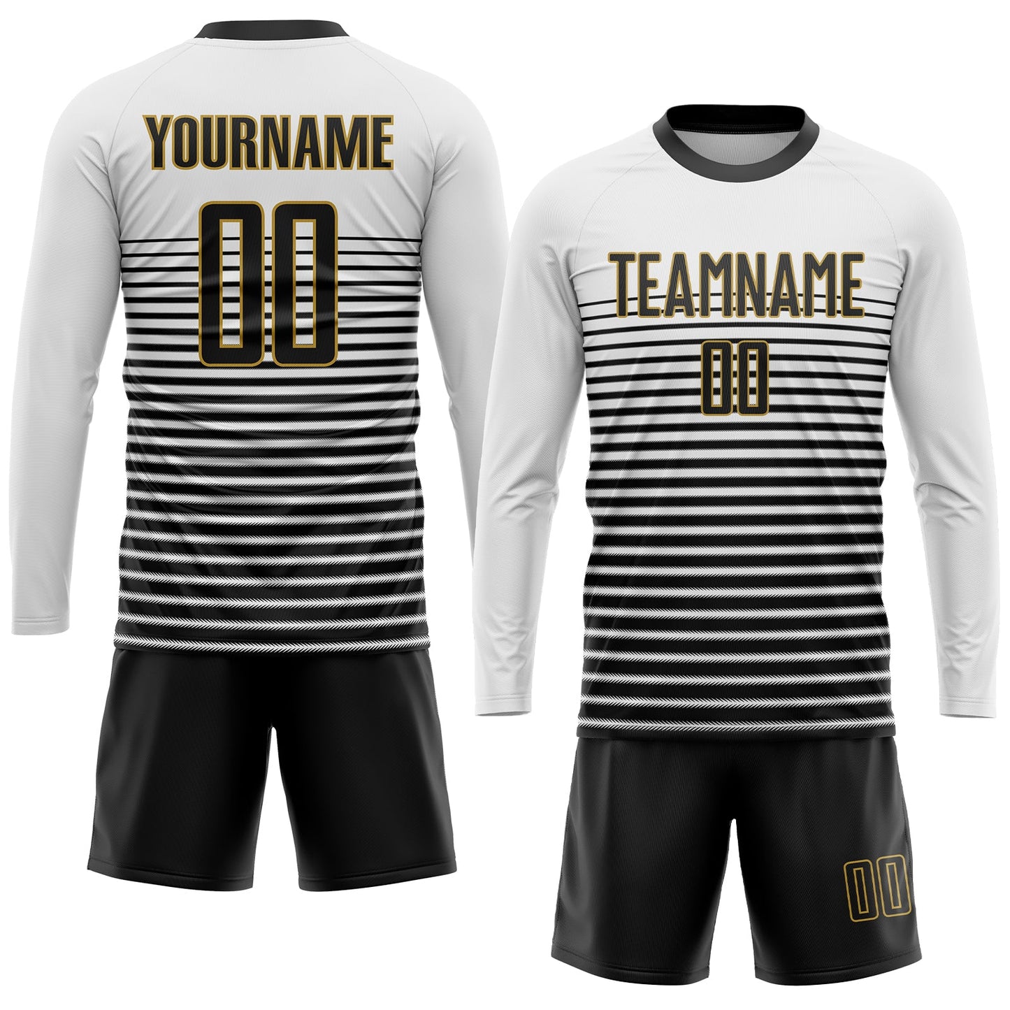 Custom White Black-Old Gold Sublimation Soccer Uniform Jersey view 4