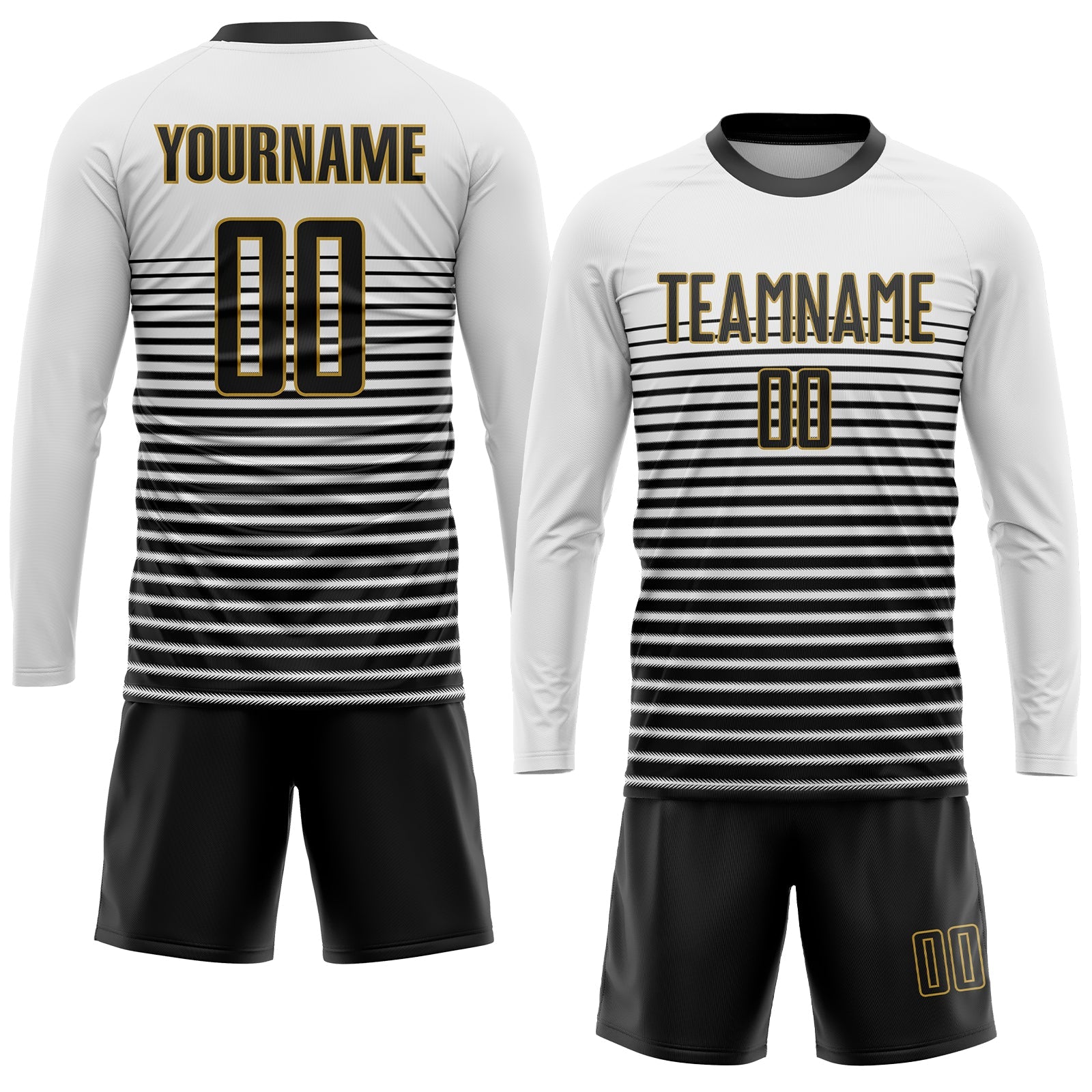 Custom White Black-Old Gold Sublimation Soccer Uniform Jersey view 4