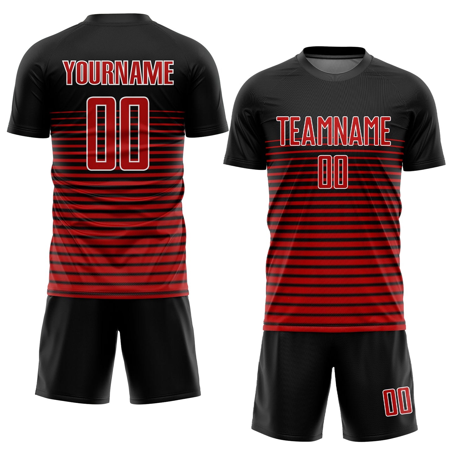 Custom Black Red-White Sublimation Soccer Uniform Jersey view 2