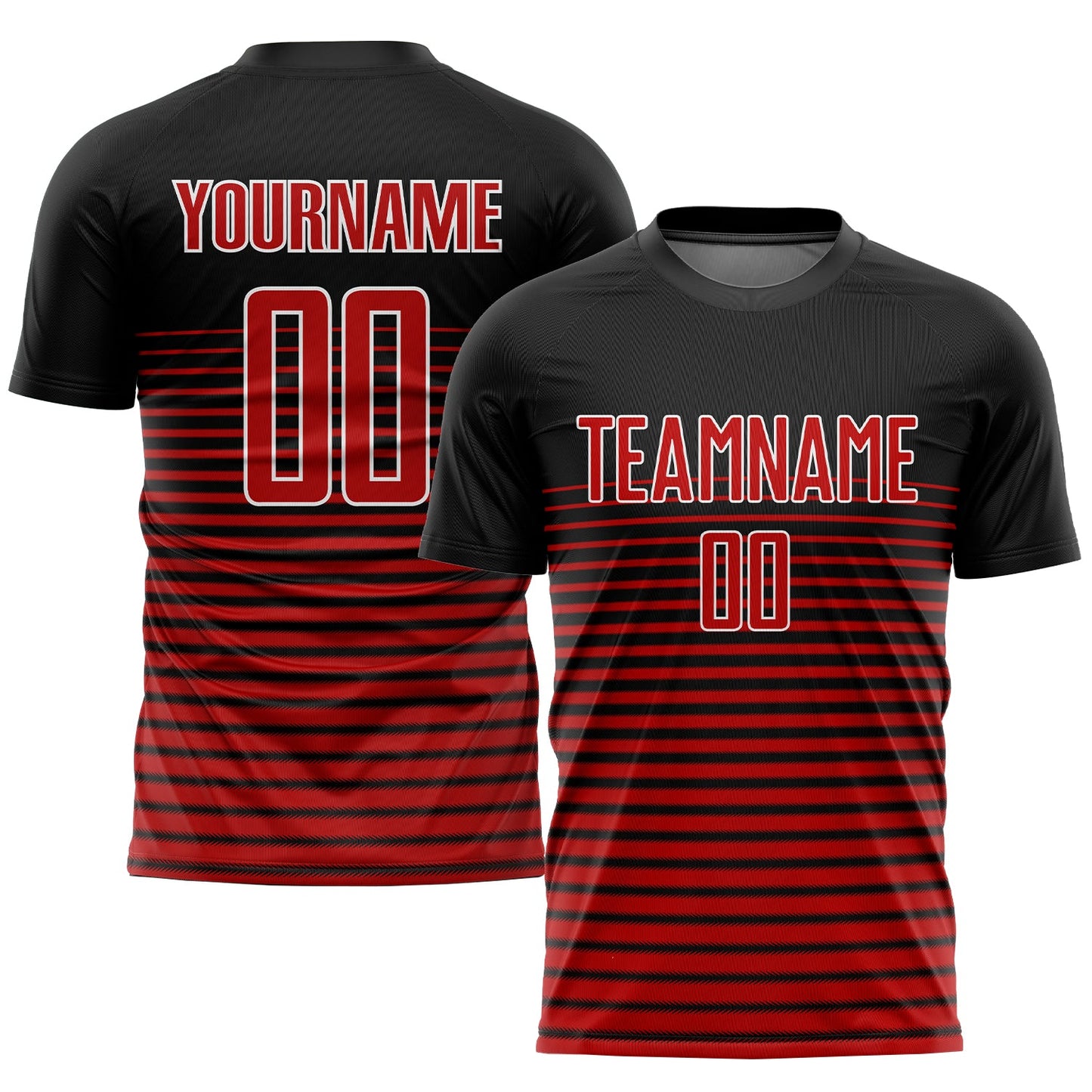 Custom Black Red-White Sublimation Soccer Uniform Jersey - Main View