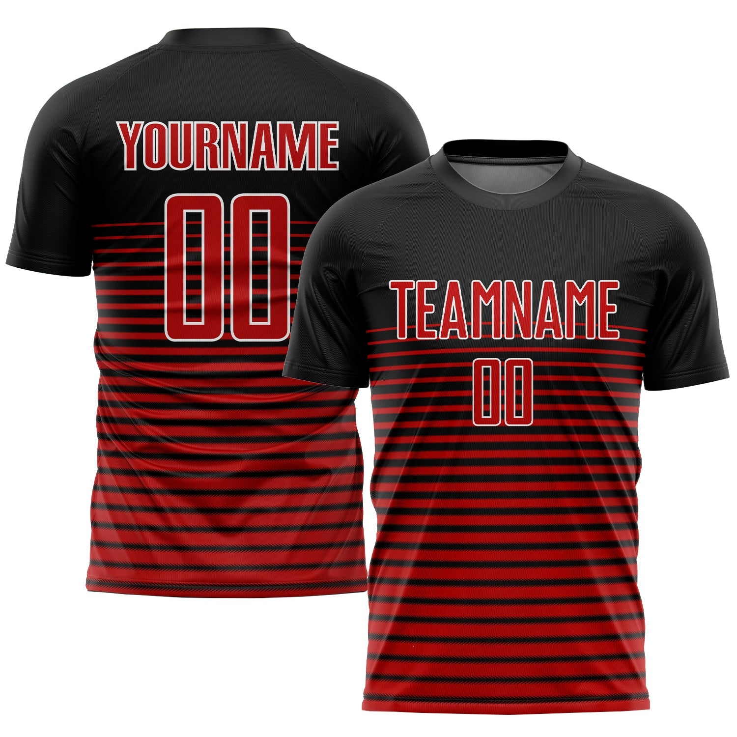Custom Black Red-White Sublimation Soccer Uniform Jersey - Main View
