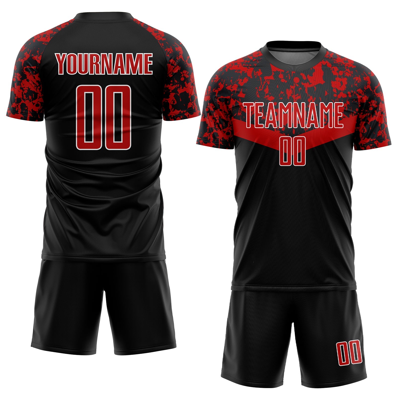 Custom Black Red-White Sublimation Soccer Uniform Jersey view 2