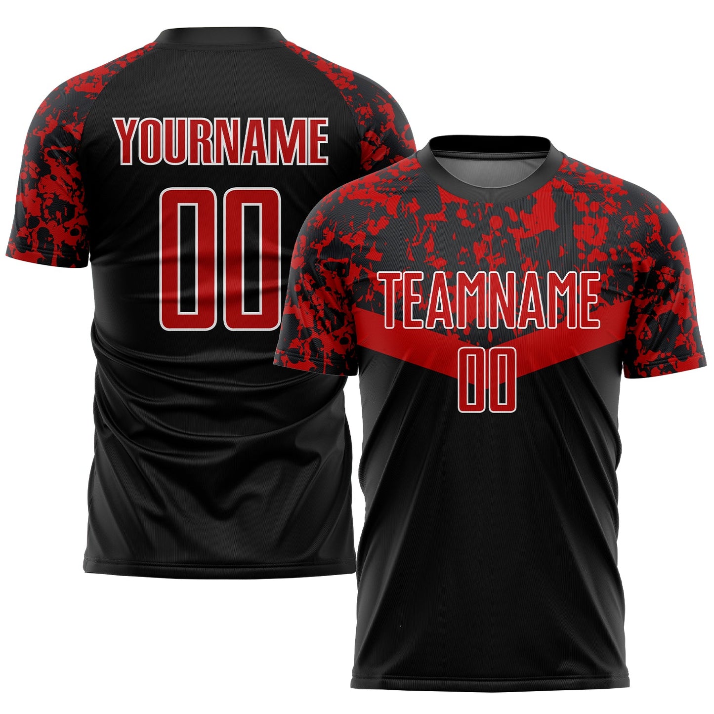 Custom Black Red-White Sublimation Soccer Uniform Jersey - Main View