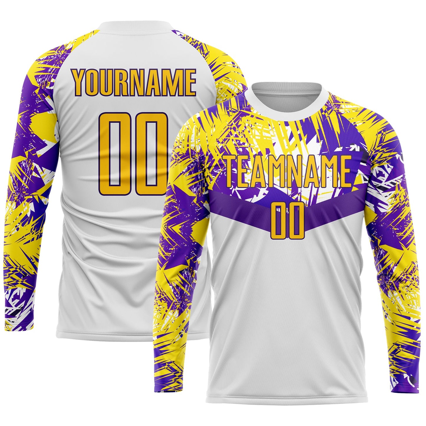 Custom White Gold-Purple Sublimation Soccer Uniform Jersey view 3