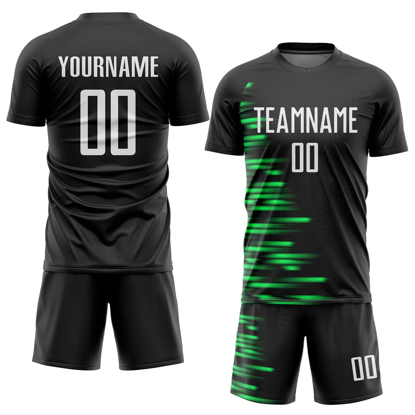Custom Black White-Kelly Green Sublimation Soccer Uniform Jersey view 2