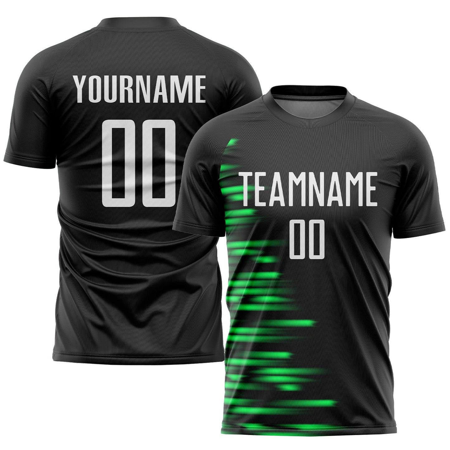 Custom Black White-Kelly Green Sublimation Soccer Uniform Jersey - Main View