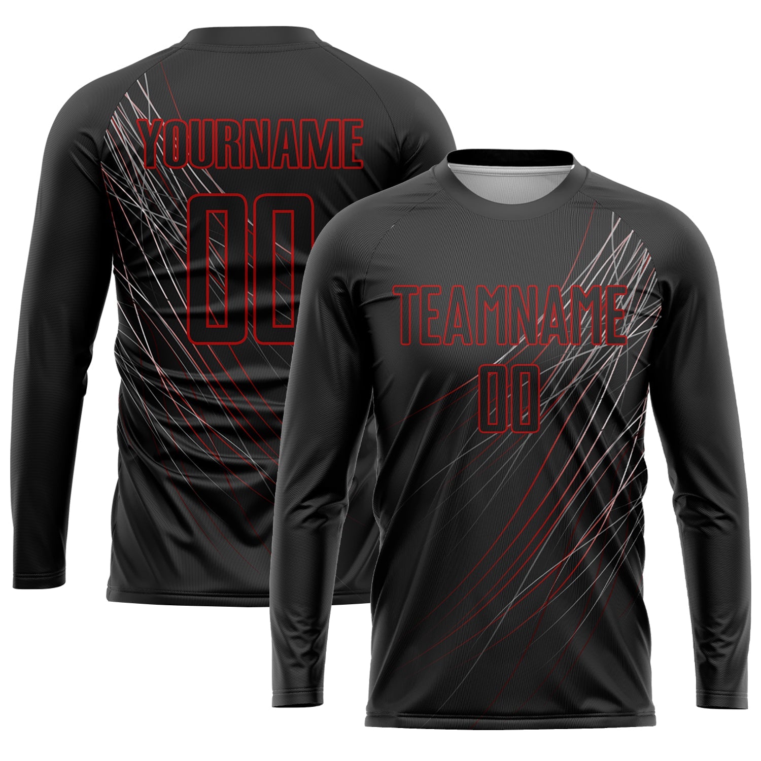 Custom Black Black-Red Sublimation Soccer Uniform Jersey view 3