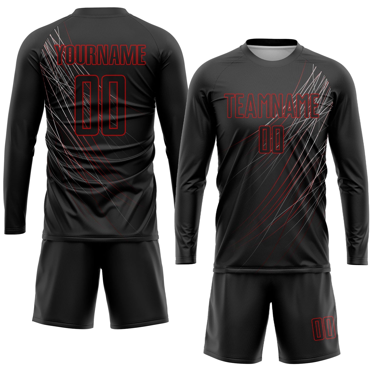 Custom Black Black-Red Sublimation Soccer Uniform Jersey view 4