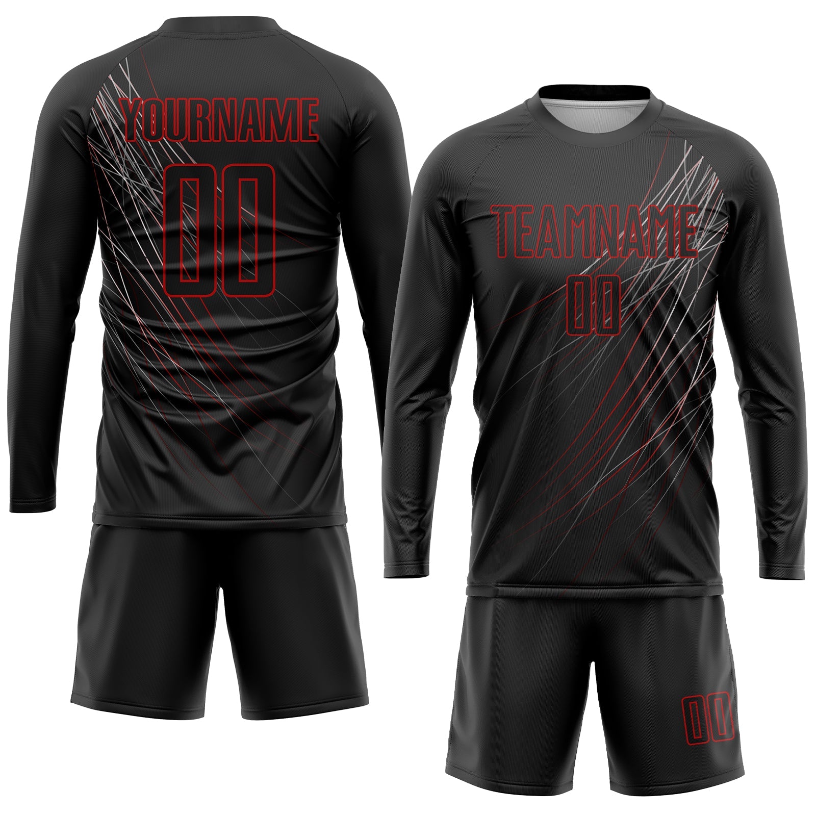 Custom Black Black-Red Sublimation Soccer Uniform Jersey view 4