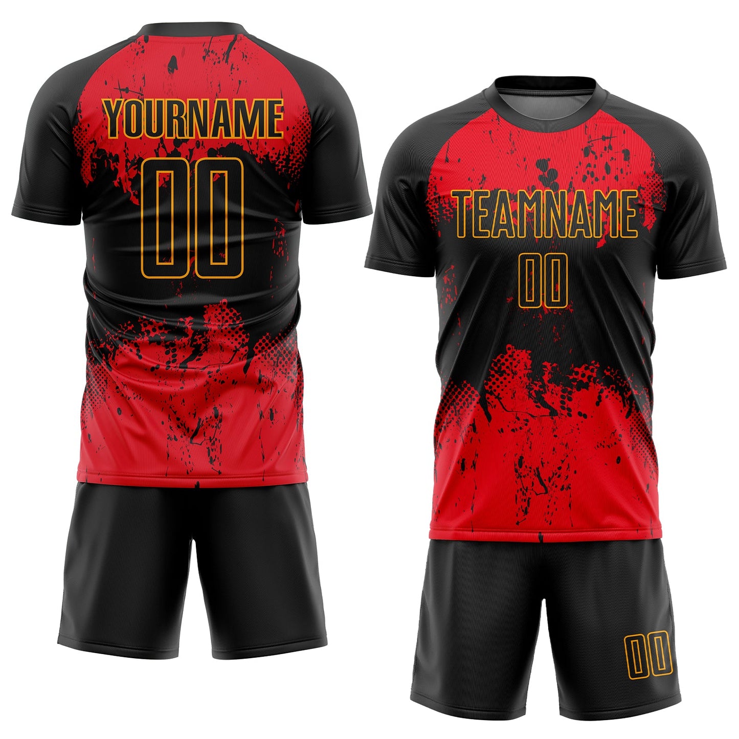 Custom Black Red-Gold Sublimation Soccer Uniform Jersey view 2