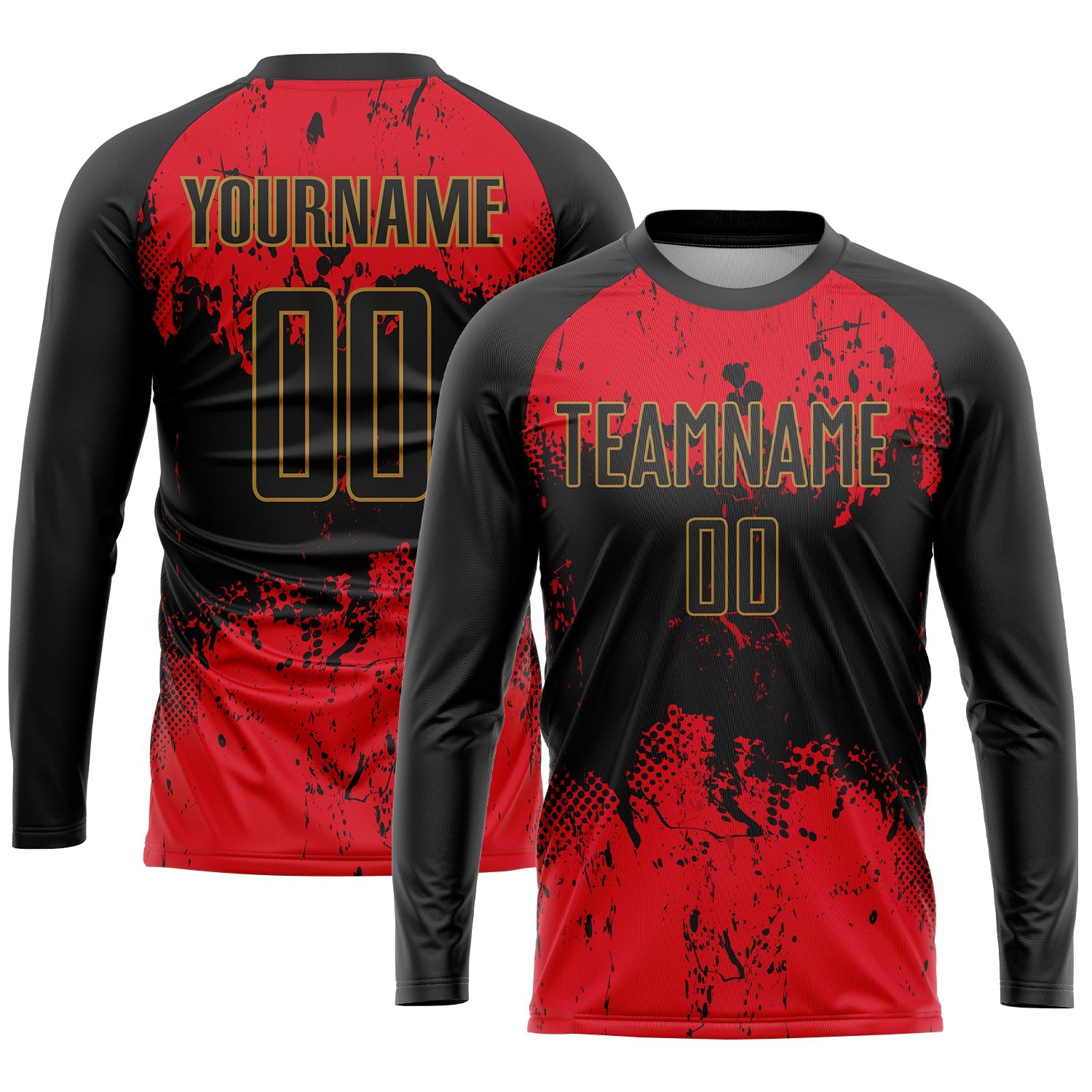 Custom Black Red-Gold Sublimation Soccer Uniform Jersey view 3