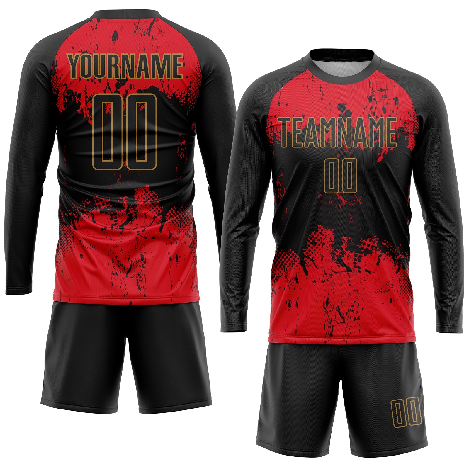 Custom Black Red-Gold Sublimation Soccer Uniform Jersey view 4