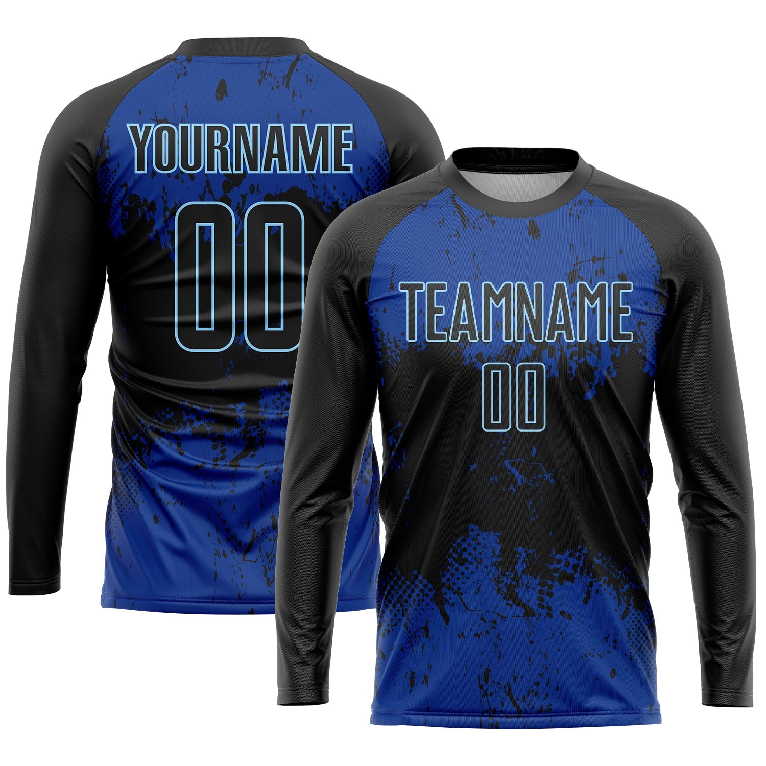 Custom Black Black-Royal Sublimation Soccer Uniform Jersey view 3