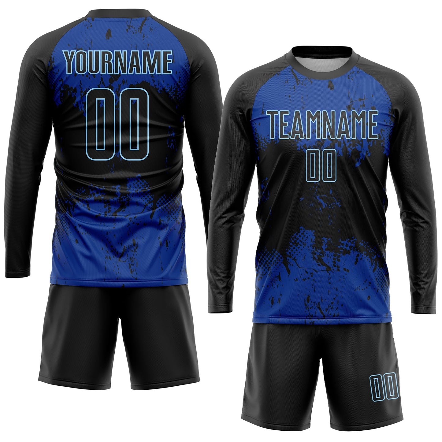 Custom Black Black-Royal Sublimation Soccer Uniform Jersey view 4