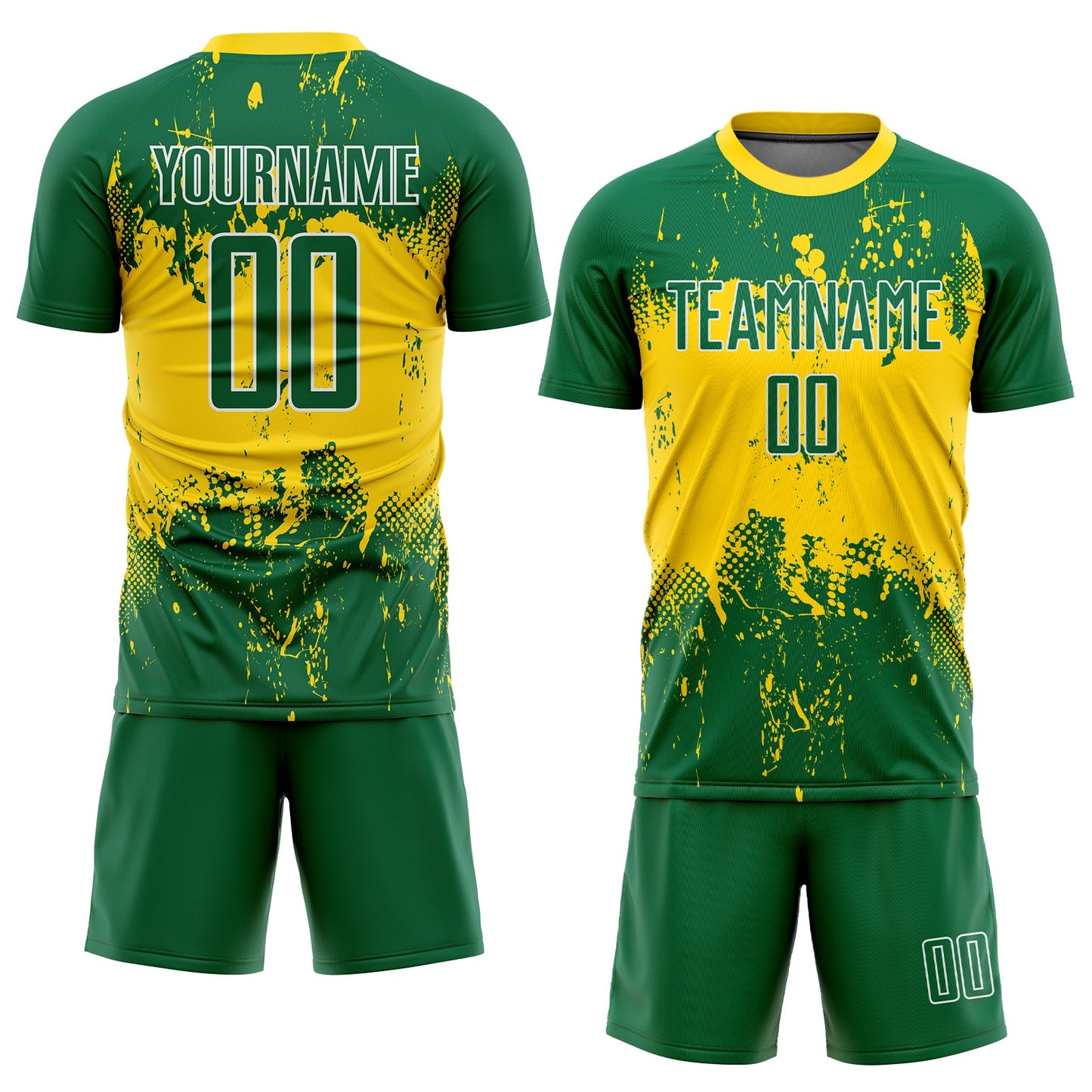 Custom Green Green-Gold Sublimation Soccer Uniform Jersey view 2