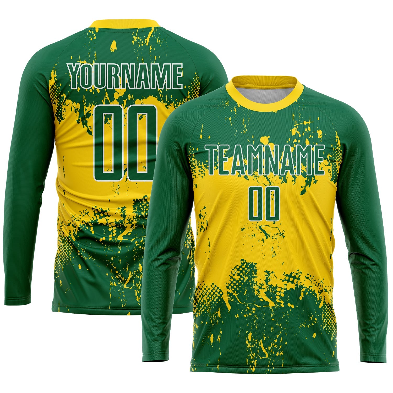 Custom Green Green-Gold Sublimation Soccer Uniform Jersey view 3