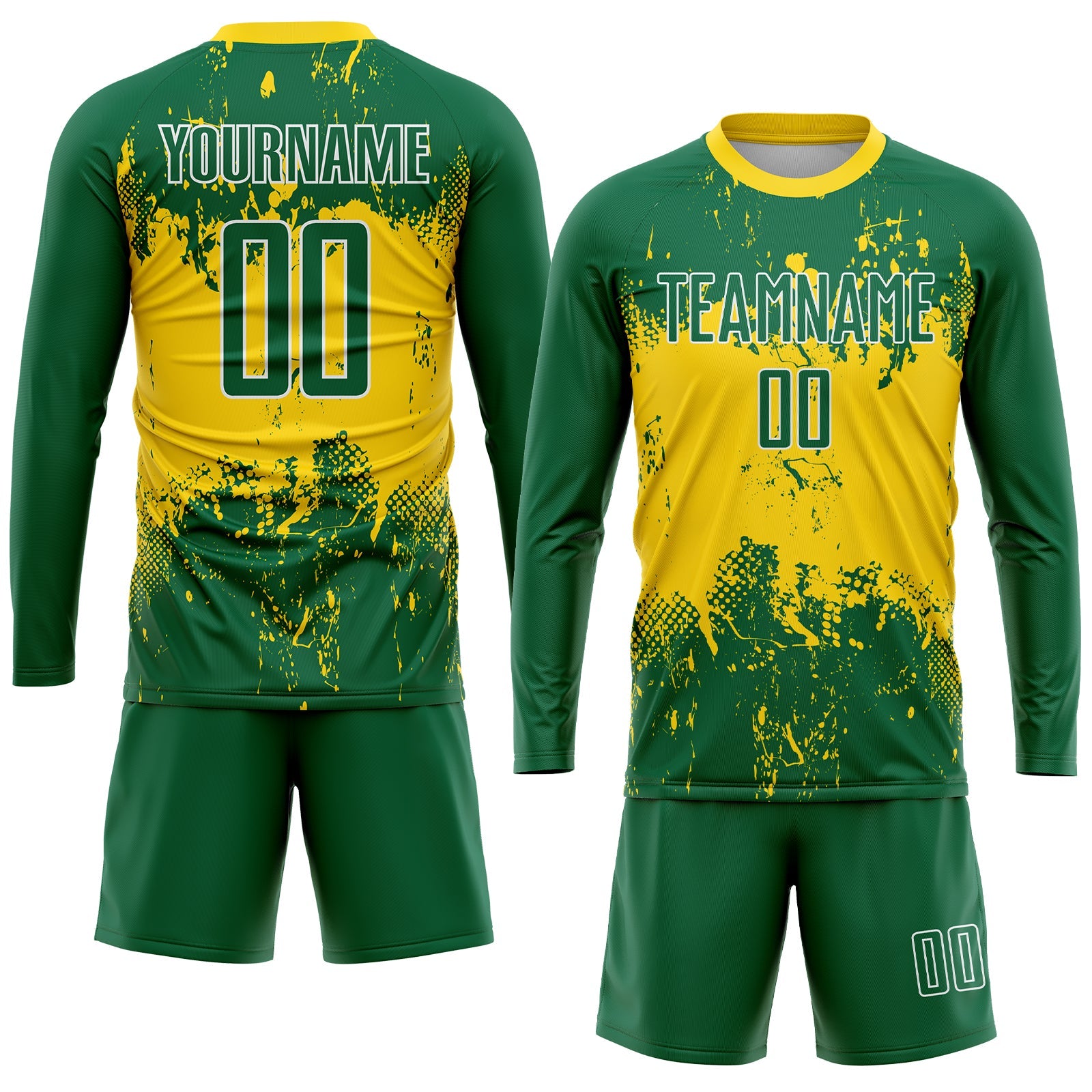 Custom Green Green-Gold Sublimation Soccer Uniform Jersey view 4