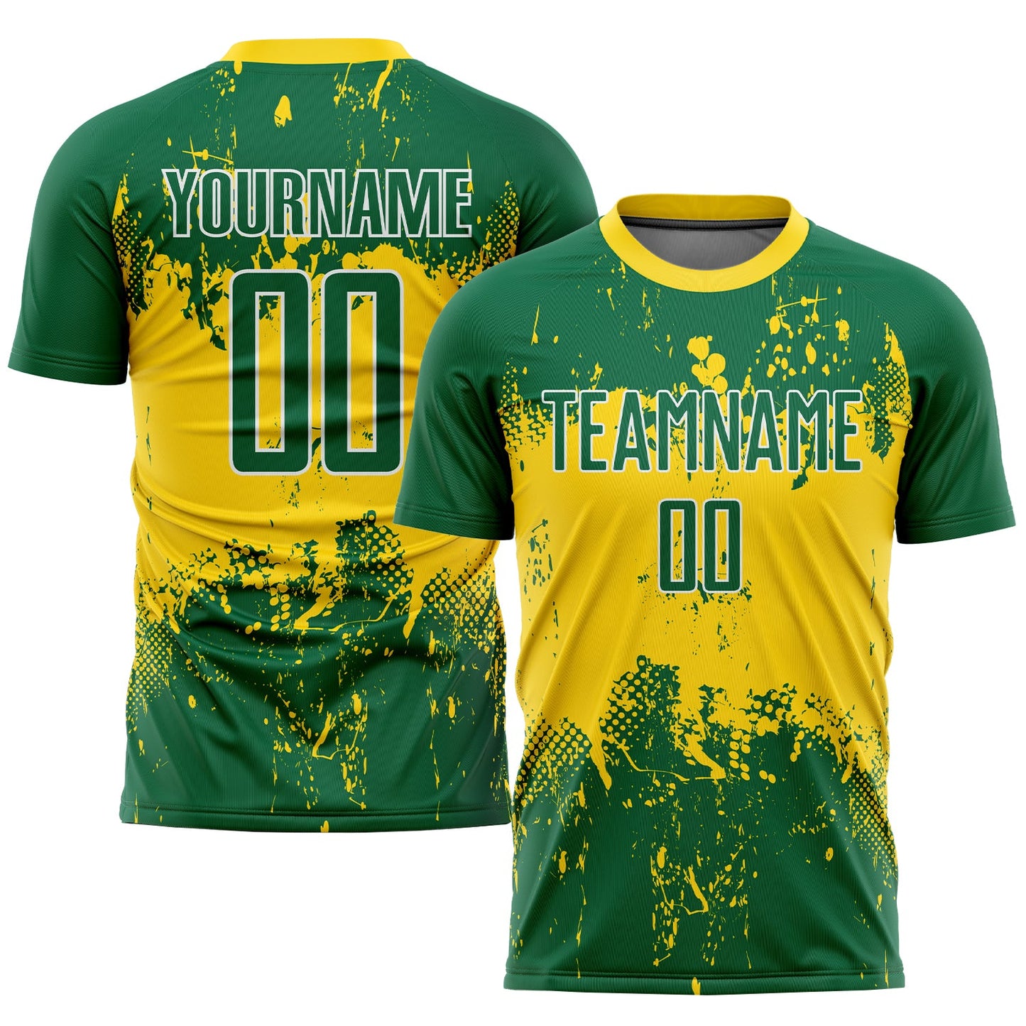 Custom Green Green-Gold Sublimation Soccer Uniform Jersey - Main View